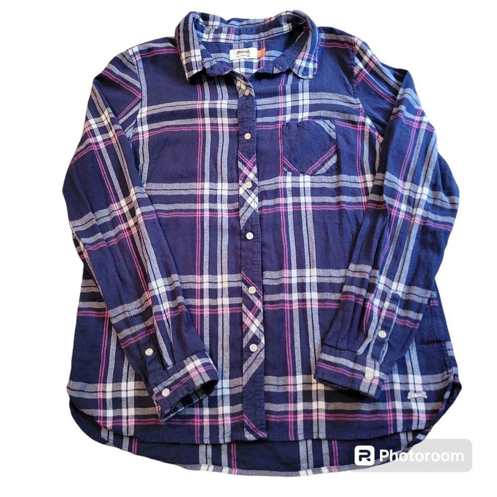 Le Tigre Navy Blue Plaid Button-Up Shirt